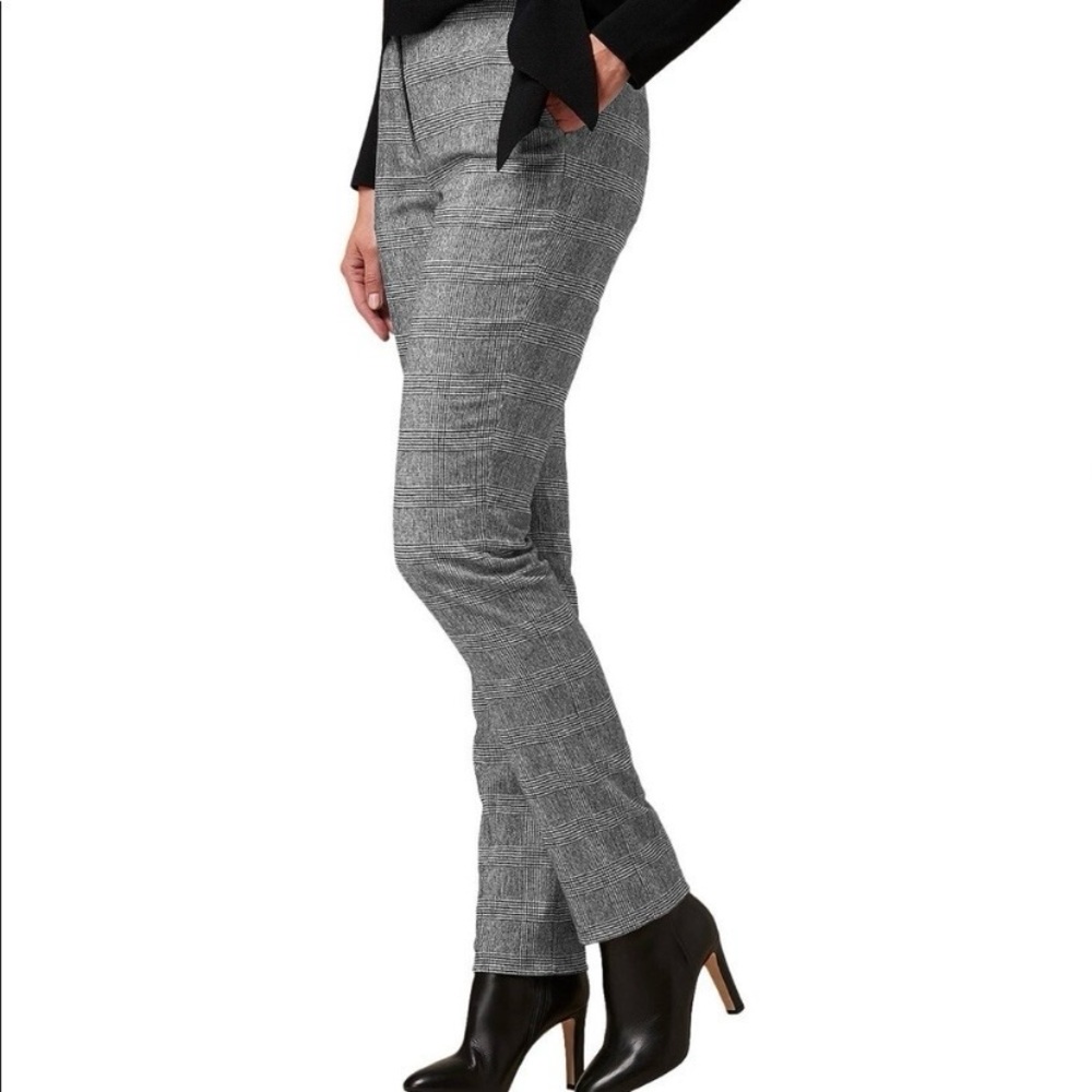 L.K. Bennett Medine Glen Plaid Wool Blend Slim Straight Pants Trousers Size 12